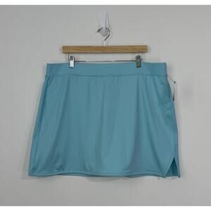 NWT Crown & Ivy Performance Lounge Skort Plus Size 2X Aqua Marine Elastic Waist